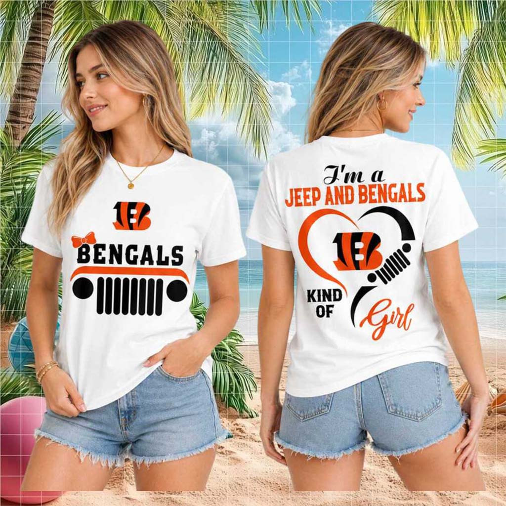 Cincinnati Bengals Jeep Heartbeat Kind Of Girl T-Shirt Cincinnati Bengals Merch Gift For Her - Kdjoy
