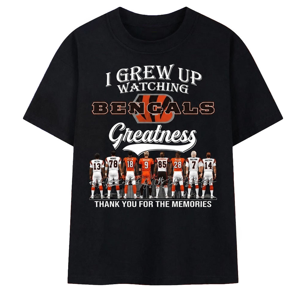 Cincinnati Bengals Merch I Grew Up Watching Bengals Greatness Signed T-Shirt Gifts For Fans - Kdjoy Cincinnati Bengals Merch I Grew Up Watching Bengals Greatness Signed T-Shirt Gifts For Fans - Kdjoy