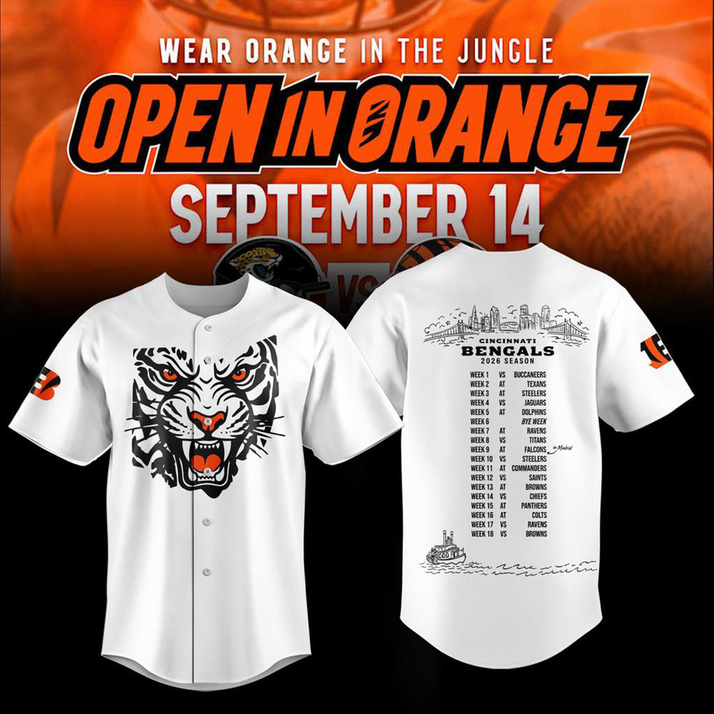 Cincinnati Bengals Open In Orange 2026 Schedule Baseball Jersey Cincinnati Bengals Merch Gifts - Kdjoy
