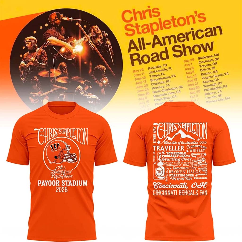 Cincinnati Bengals X Chris Stapleton All American Road Show T-Shirt Cincinnati Bengals Merch - Kdjoy