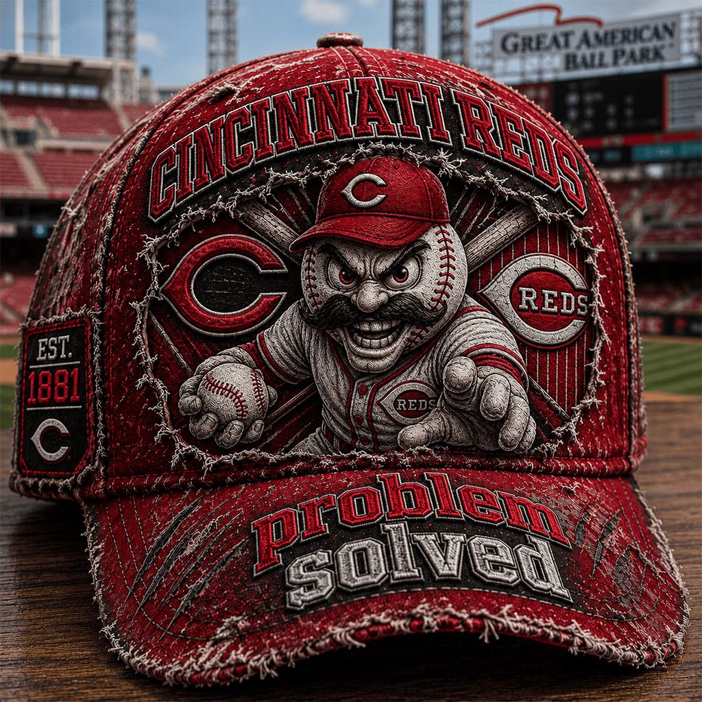 Cincinnati Reds Problem Solved Vintage Hat 2026 Cincinnati Reds Merch Gift For Baseball Fans - Kdjoy