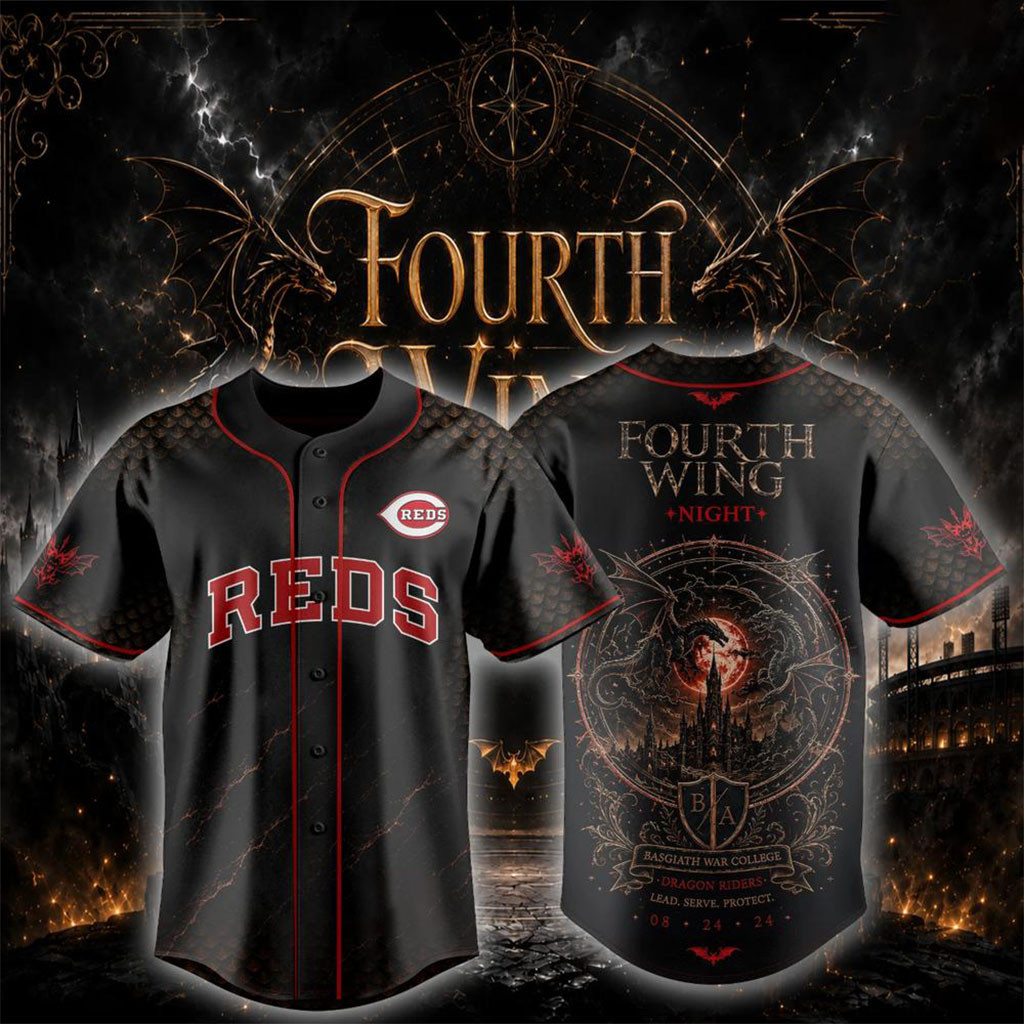 Cincinnati Reds X Fourth Wing Night Dragon Rider 2026 Baseball Jersey Reds Merch Fan Clothing - Kdjoy