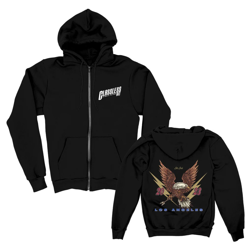 Classless Act Merch 2026 Vintage Eagle Zip Hoodie Black Gifts For Rock Music Lovers - Kdjoy