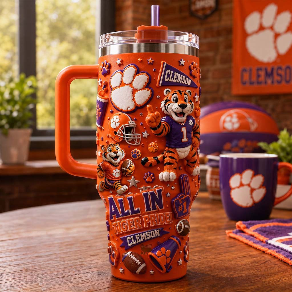 Clemson Tigers Merch 2026 All In Tiger Pride Clemson Tumbler Best Gift For Football Lovers - Kdjoy Clemson Tigers Merch 2026 All In Tiger Pride Clemson Tumbler Best Gift For Football Lovers - Kdjoy