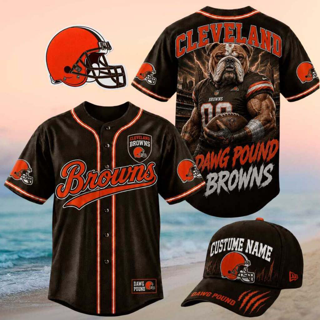 Cleveland Browns Muscular Bulldog Dawg Pound Baseball Jersey Browns Merch Gifts For Fans Cleveland Browns Muscular Bulldog Dawg Pound Baseball Jersey Browns Merch Gifts For Fans