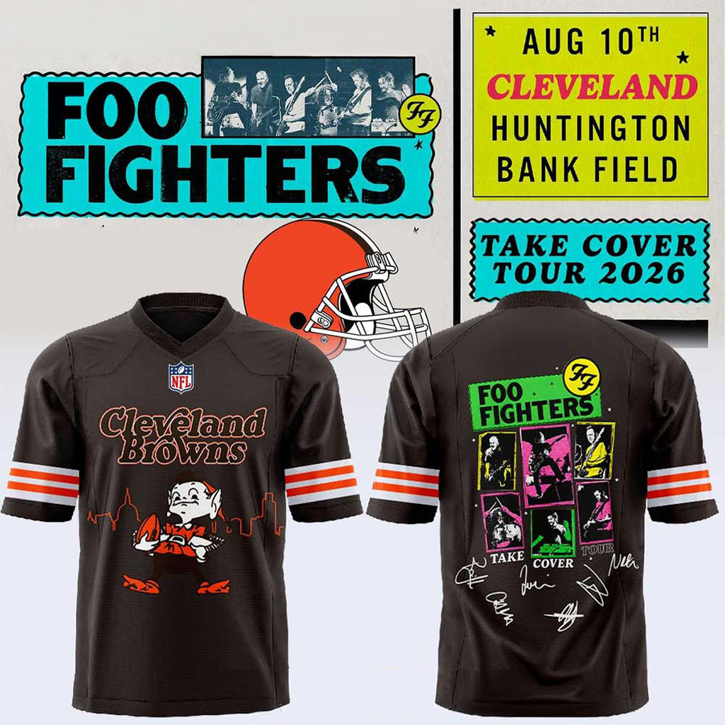 Cleveland Browns X Foo Fighters Merch 2026 Take Cover Tour Jersey Present For Football Fans