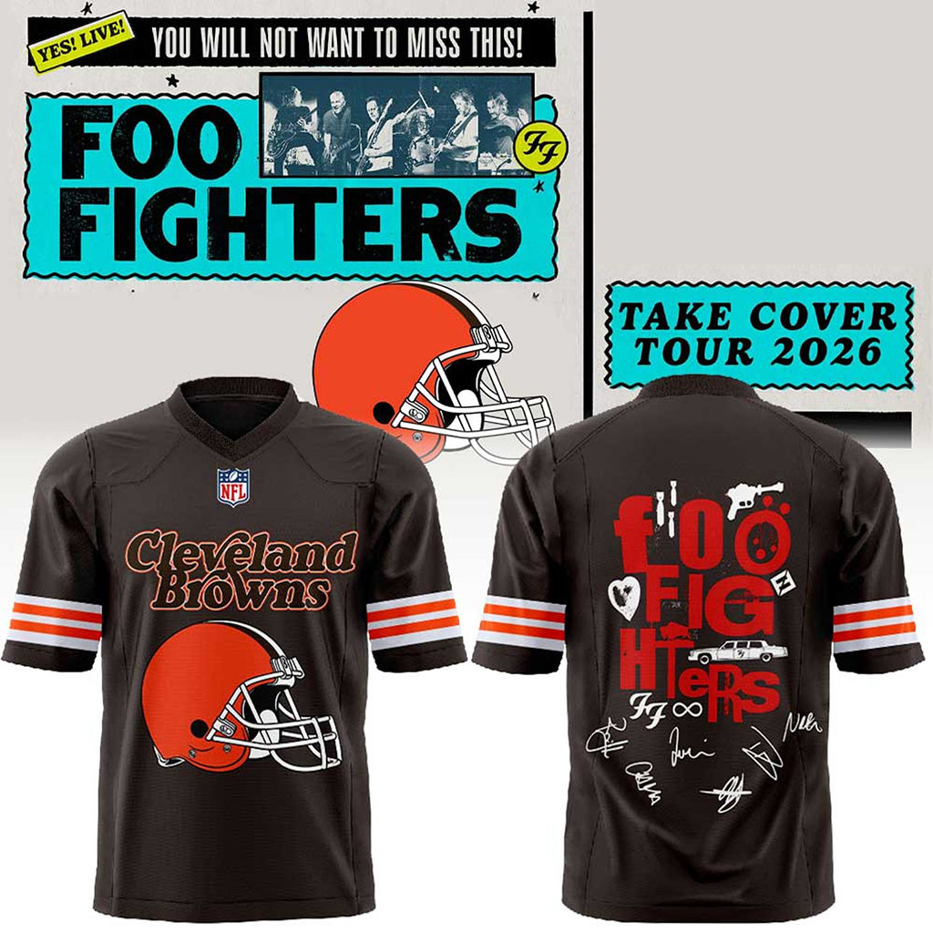 Cleveland Browns X Foo Fighters Take Cover Tour 2026 Football Jersey Foo Fighters Merch - Kdjoy