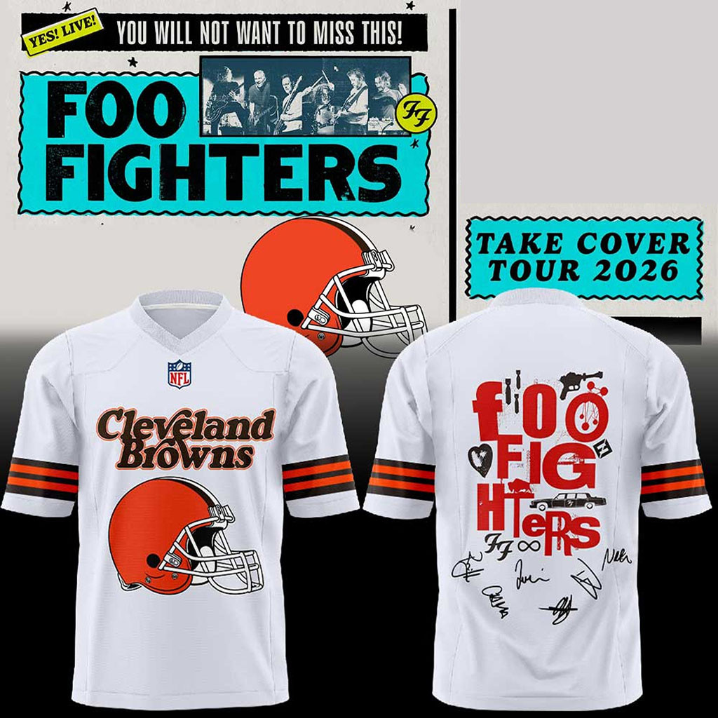 Cleveland Browns X Foo Fighters Take Cover Tour 2026 Football Jersey Foo Fighters Merch Gifts - Kdjoy