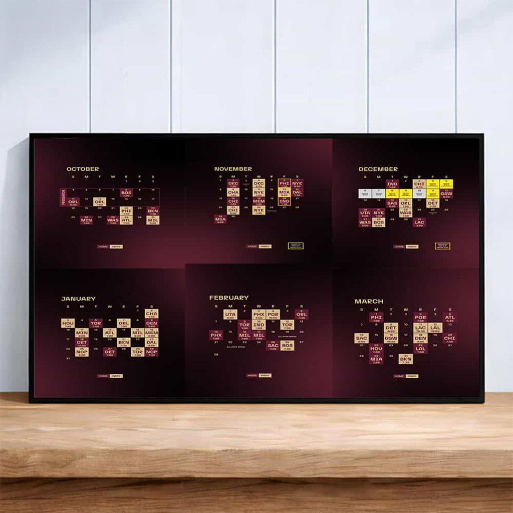 Cleveland Cavaliers Schedule 2026 27 Season Poster Cleveland Cavaliers Merch Wall Art For Bedroom - Kdjoy