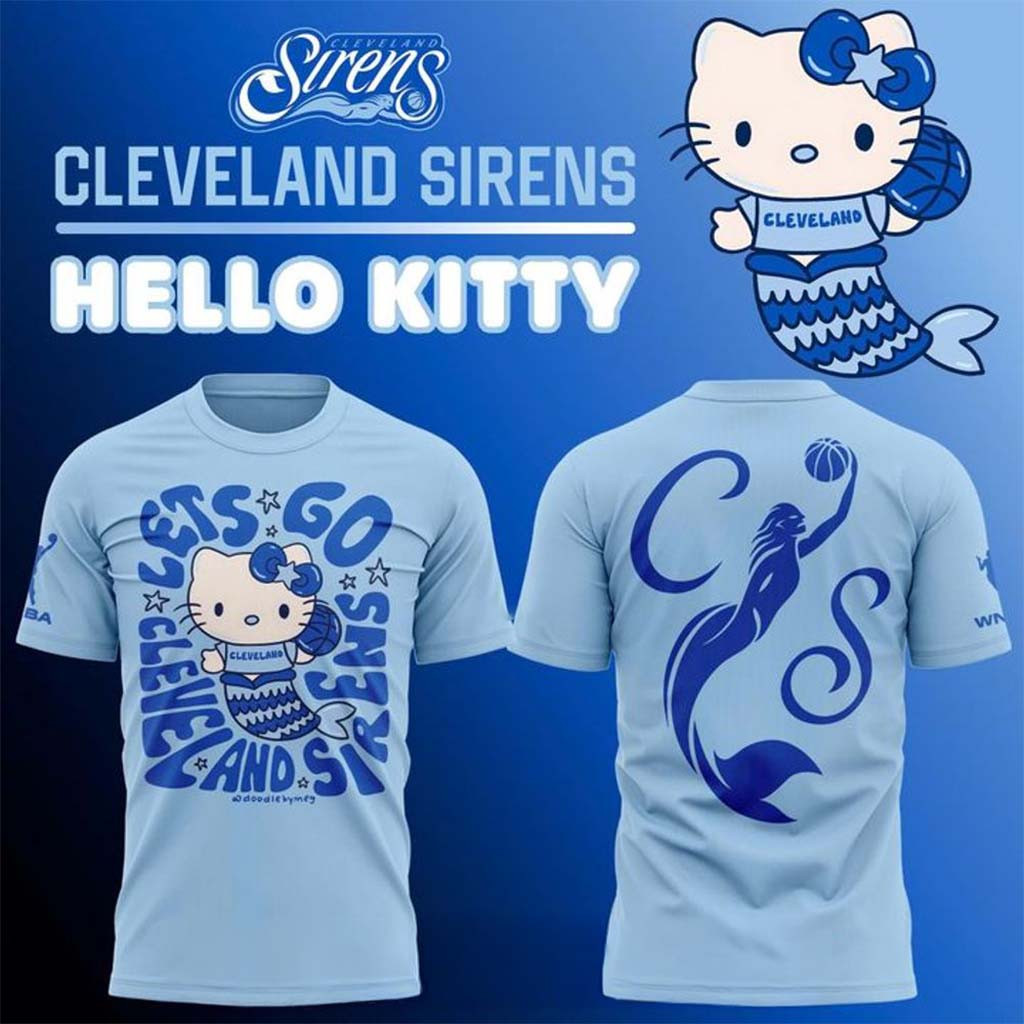 Cleveland Sirens Hello Kitty Mermaid 2026 T-Shirt Cleveland Sirens Merch Basketball Fan Gifts - Kdjoy Cleveland Sirens Hello Kitty Mermaid 2026 T-Shirt Cleveland Sirens Merch Basketball Fan Gifts - Kdjoy