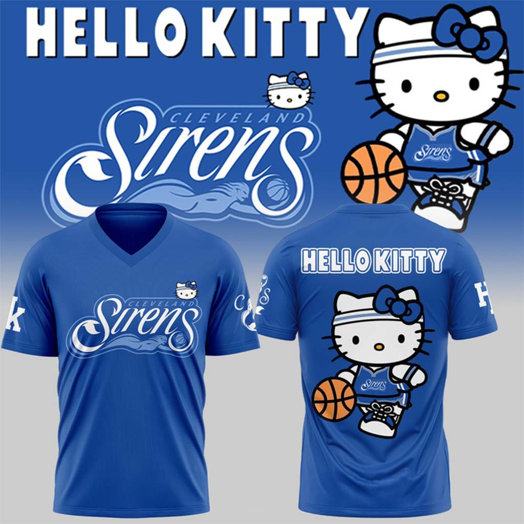 Cleveland Sirens WNBA Sky Blue x Hello Kitty 2026 V-Neck Shirt Cleveland Sirens Merch Fan Gifts - Kdjoy Cleveland Sirens WNBA Sky Blue x Hello Kitty 2026 V-Neck Shirt Cleveland Sirens Merch Fan Gifts - Kdjoy
