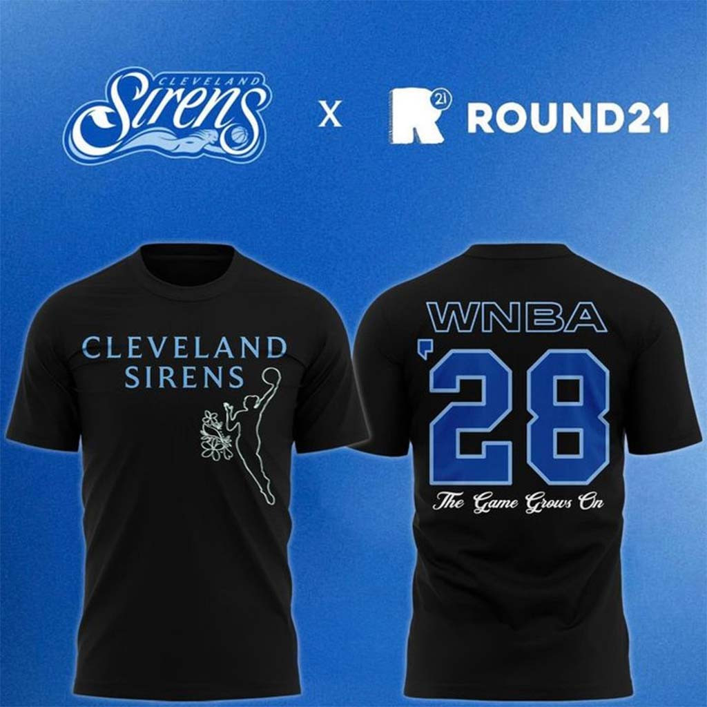 Cleveland Sirens X Round21 WNBA 2028 The Game Grows On Black Shirt Cleveland Sirens Merch - Kdjoy