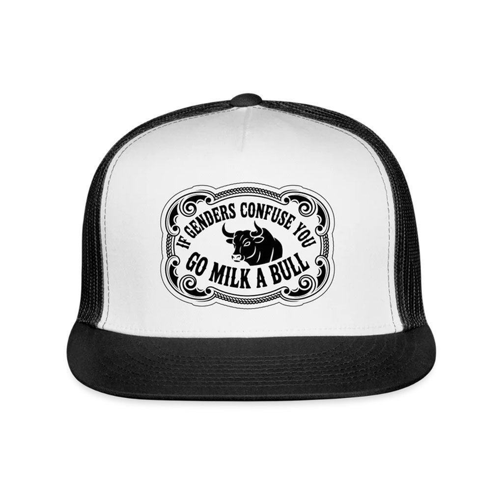 Clown World Apparel Merch 2026 If Genders Confuse You Go Milk A Bull Snapback Trucker Hat Gifts Clown World Apparel Merch 2026 If Genders Confuse You Go Milk A Bull Snapback Trucker Hat Gifts