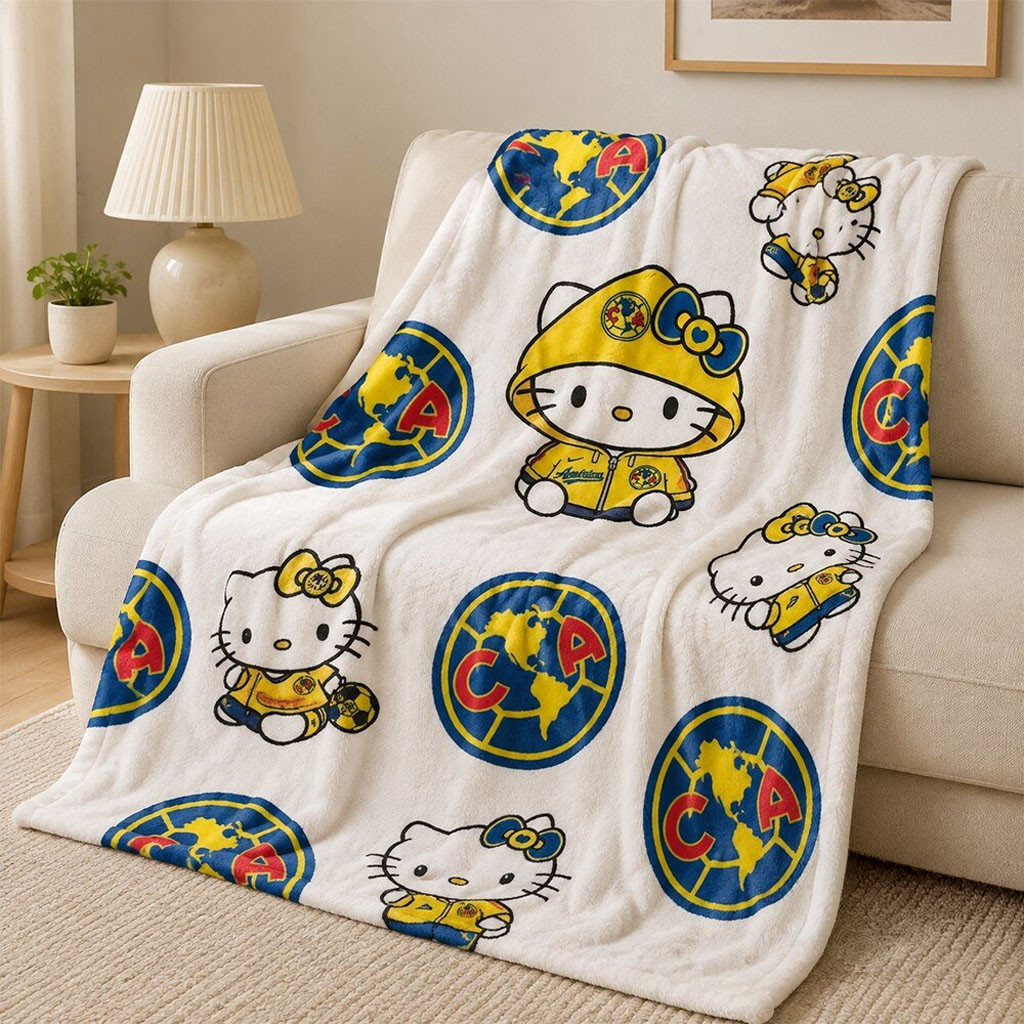 Club America Hello Kitty 2026 Blanket Club America Merch Cute Gifts For Soccer Lovers - Kdjoy