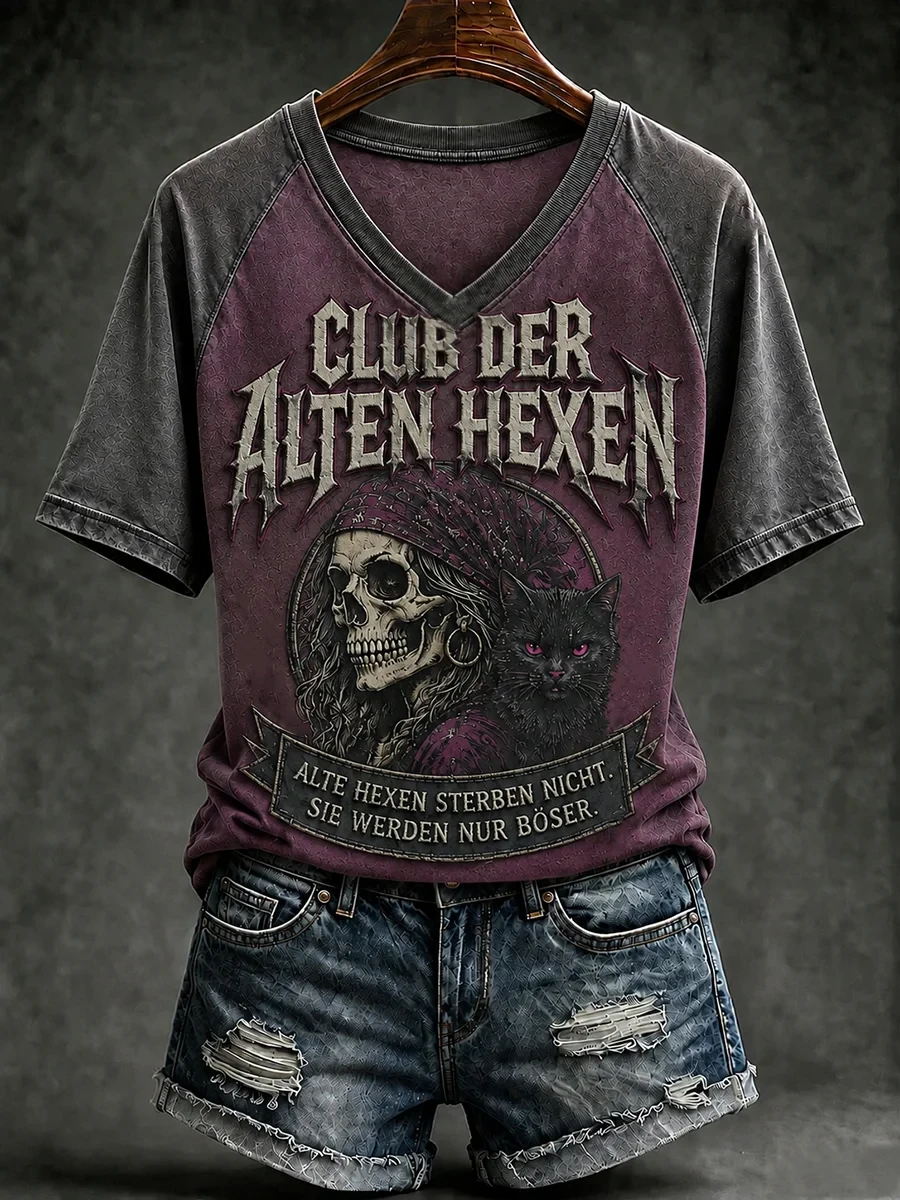 Club Der Alten Hexen V-Neck Shirt Funny Halloween Clothing Gifts For Grandma - Kdjoy Club Der Alten Hexen V-Neck Shirt Funny Halloween Clothing Gifts For Grandma - Kdjoy