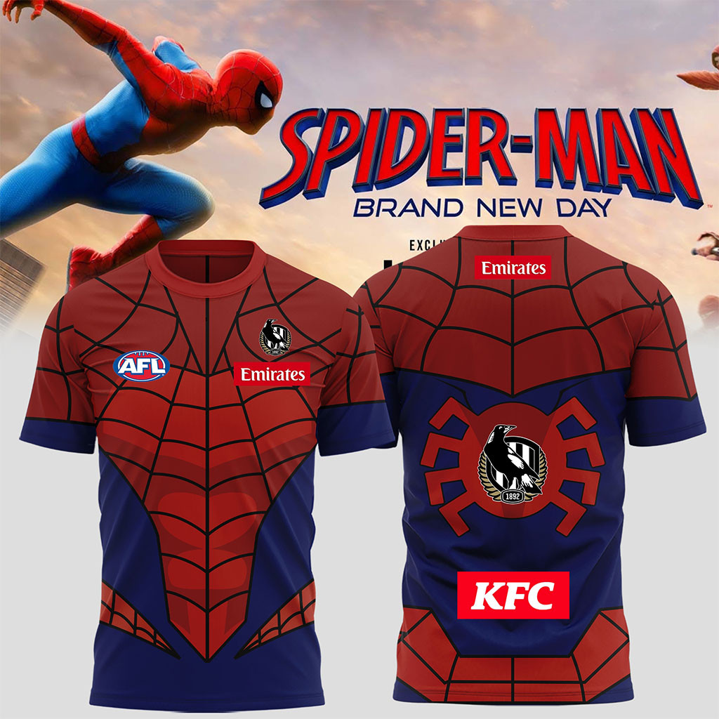 Collingwood Magpies X Spider-Man Brand New Day 2026 T-Shirt Magpies Merch Gift For Fans - Kdjoy Collingwood Magpies X Spider-Man Brand New Day 2026 T-Shirt Magpies Merch Gift For Fans - Kdjoy