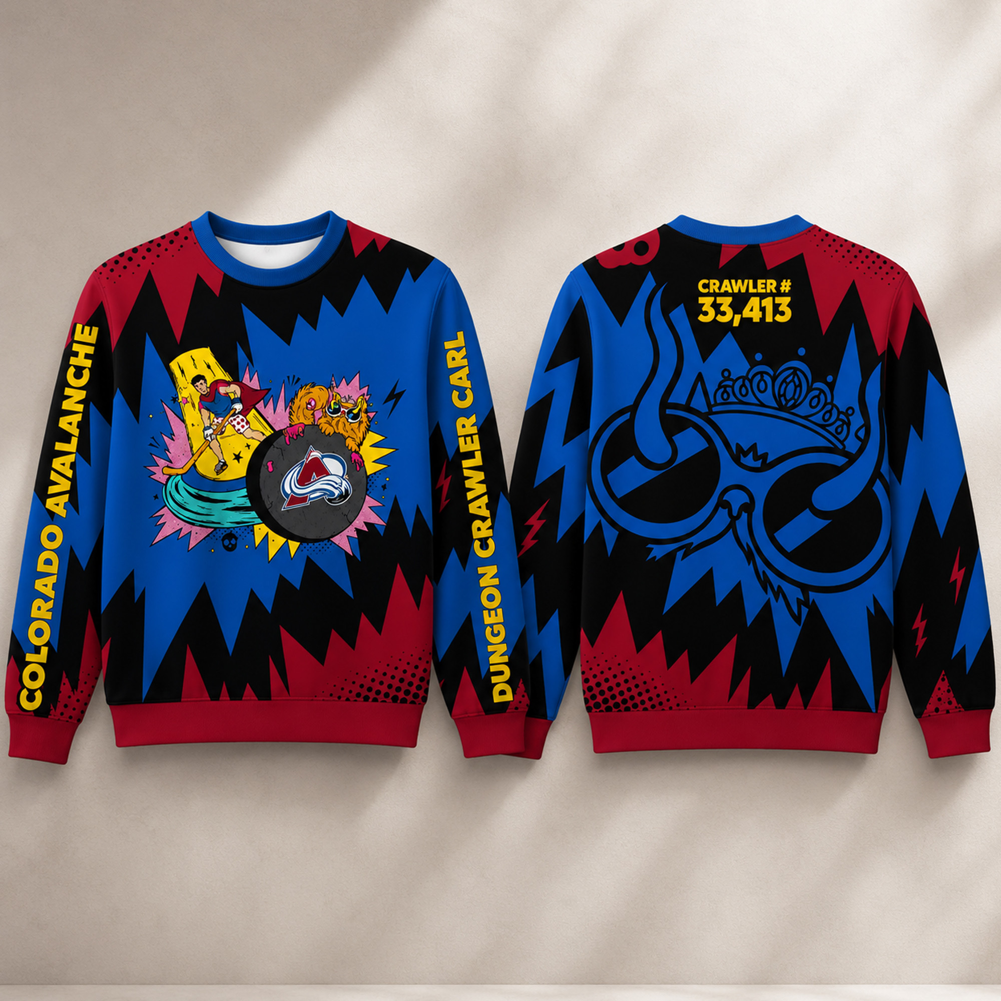 Colorado Avalanche Dungeon Crawler Carl Crewneck Sweatshirt Colorado Avalanche Merch Fan Gifts - Kdjoy