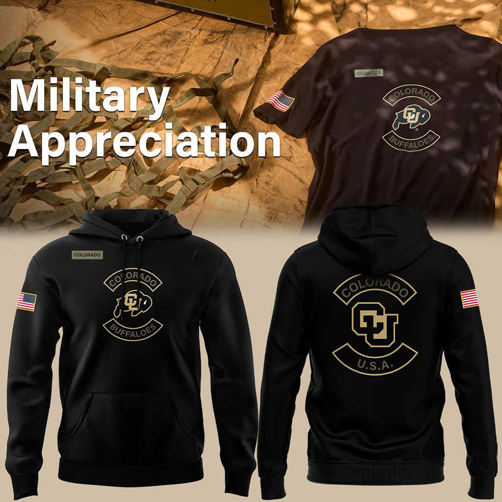 Colorado Buffaloes 2025 Military Appreciation Black Hoodie Colorado Buffaloes Merch Fan Gifts - Kdjoy