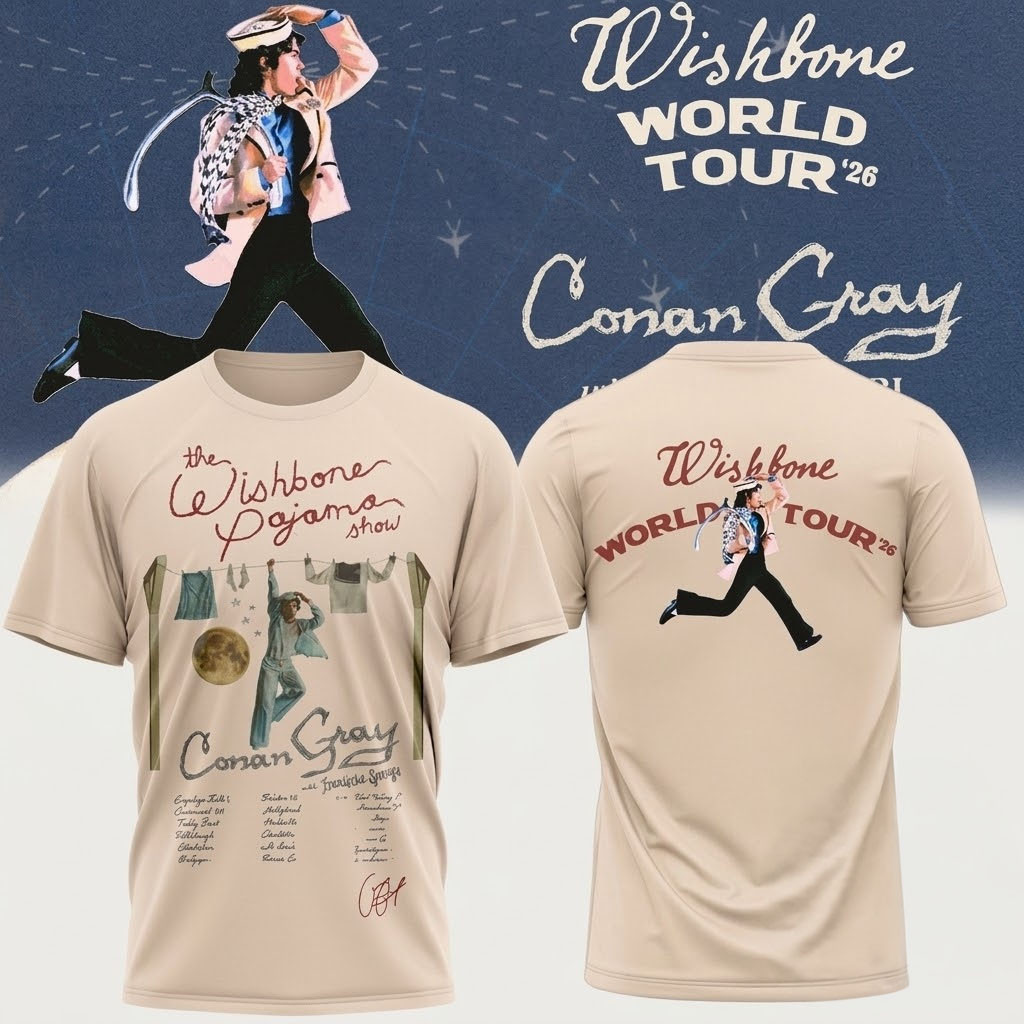 Conan Gray Wishbone Pajama Show World Tour 2026 T-Shirt Conan Gray Merch Music Lover Gifts - Kdjoy Conan Gray Wishbone Pajama Show World Tour 2026 T-Shirt Conan Gray Merch Music Lover Gifts - Kdjoy