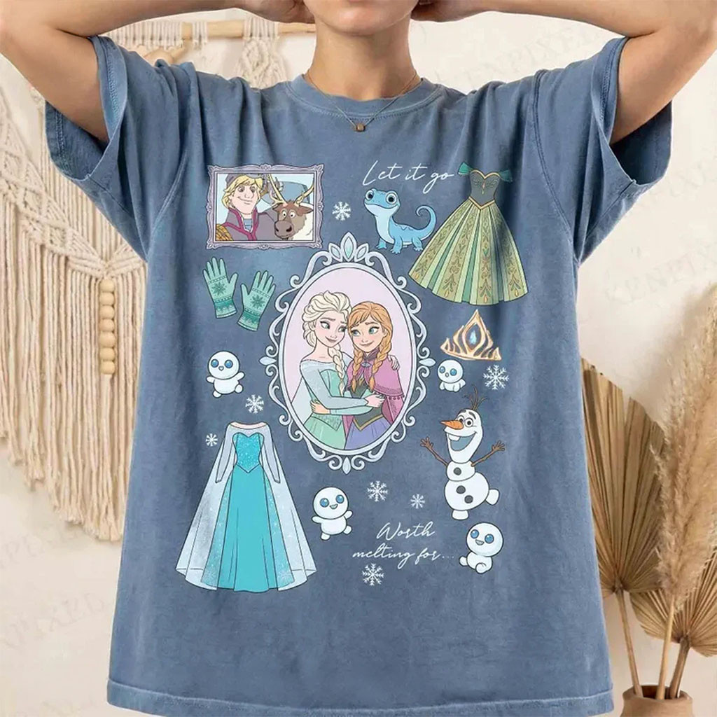 Coquette D Frozen Shirt Elsa And Anna Princess T-Shirt Cute Cartoon Lover Gift For Her - Kdjoy