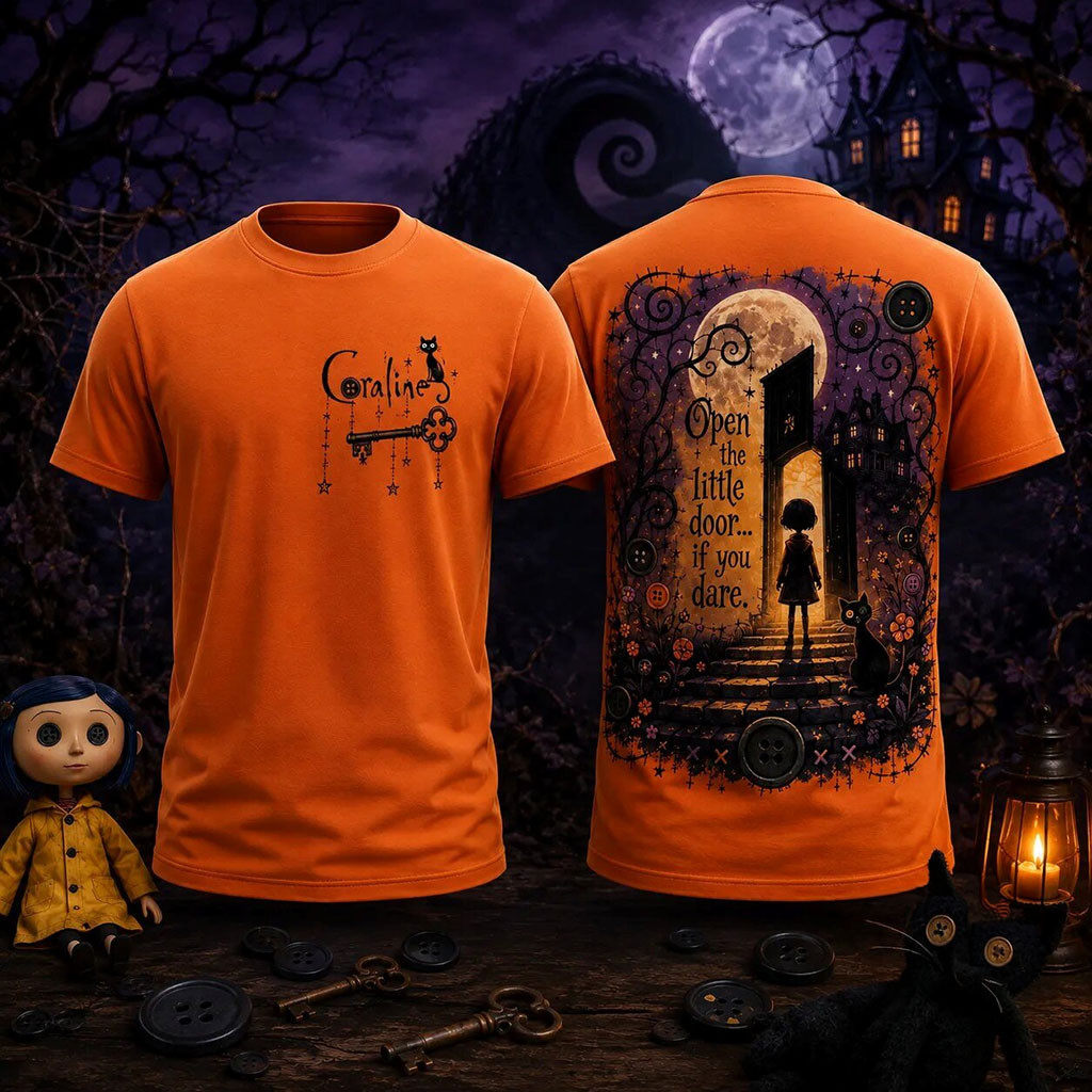 Coraline Open The Little Door Shirt Halloween Clothing Coraline Merch Horror Fan Gifts - Kdjoy