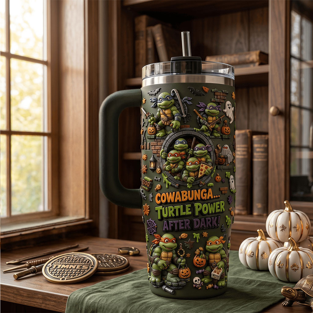 Cowabunga Turtle Power After Dark Tumbler Teenage Mutant Ninja Turtles Merch Halloween Gifts - Kdjoy