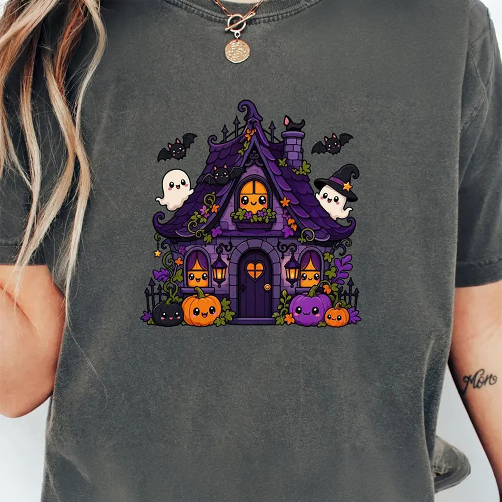 Cozy Haunted Cottage Shirt Cute Halloween Shirt Spooky Season Gifts For Besties - Kdjoy