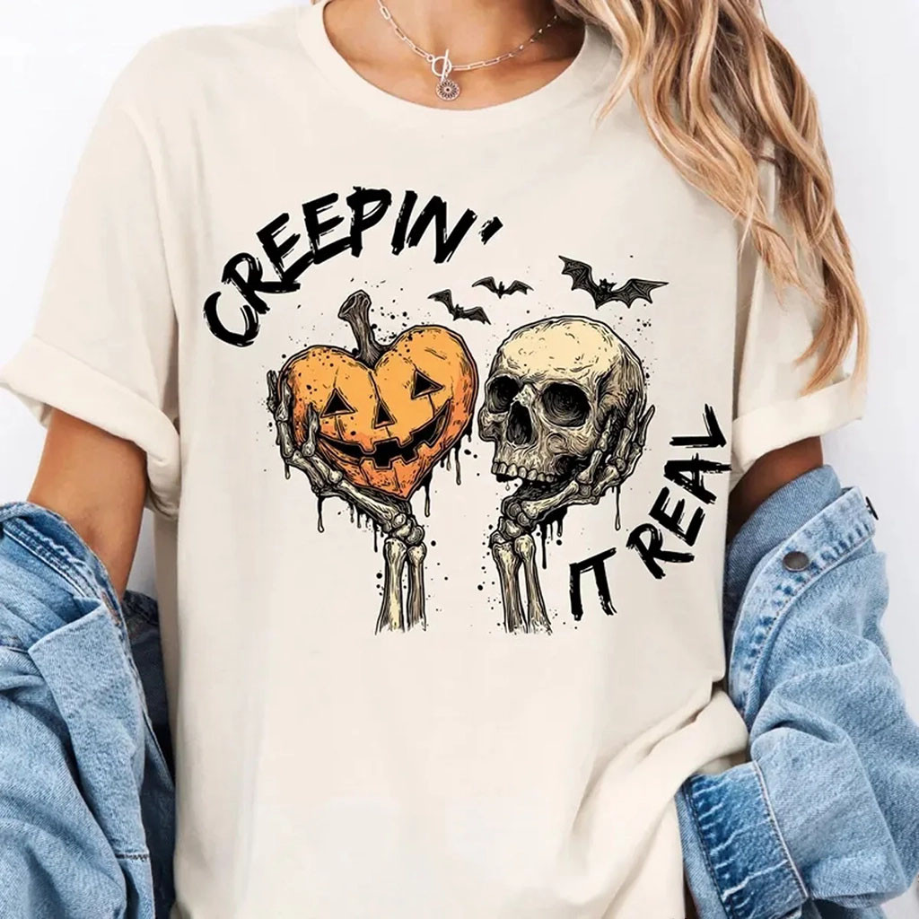 Creepy It Real Skeleton Pumpkin Skull Halloween T-Shirt Spooky Season Tee Halloween Gift Ideas - Kdjoy Creepy It Real Skeleton Pumpkin Skull Halloween T-Shirt Spooky Season Tee Halloween Gift Ideas - Kdjoy