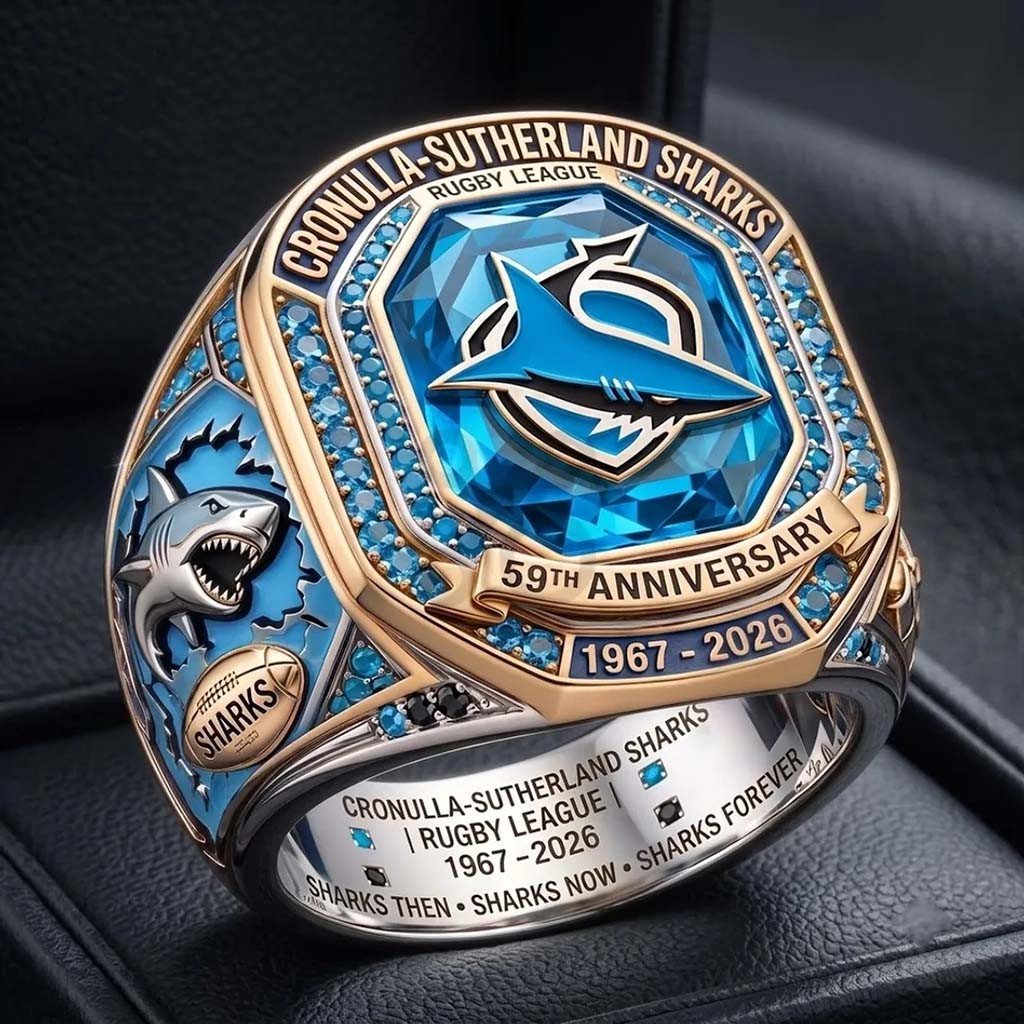 Cronulla-Sutherland Sharks 59th Anniversary Ring Sharks Merch Gift For Rugby Lovers - Kdjoy Cronulla-Sutherland Sharks 59th Anniversary Ring Sharks Merch Gift For Rugby Lovers - Kdjoy