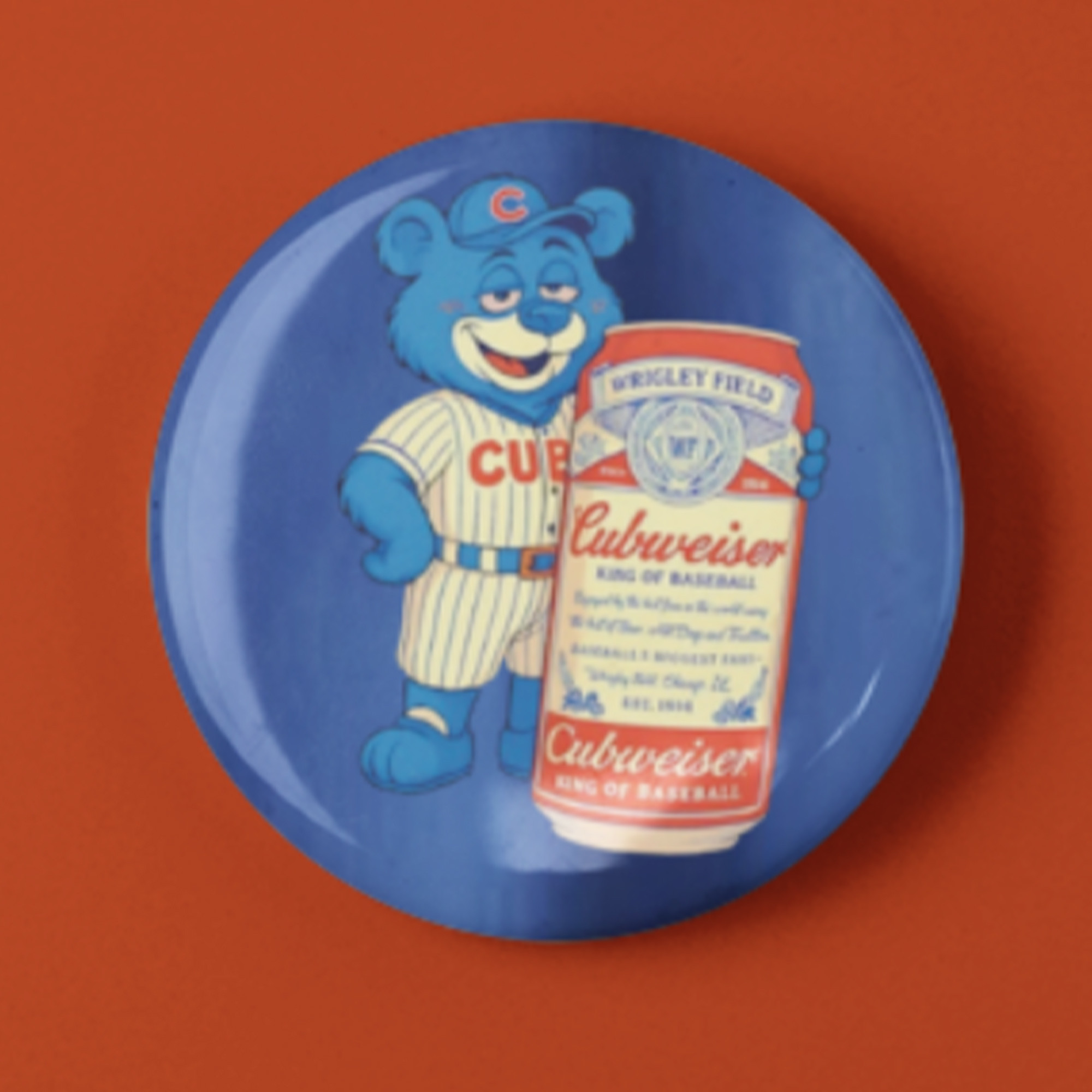 Cubweiser King Of Baseball Button Pin Chicago Cubs x Budweiser Merch Gifts For Fans - Kdjoy