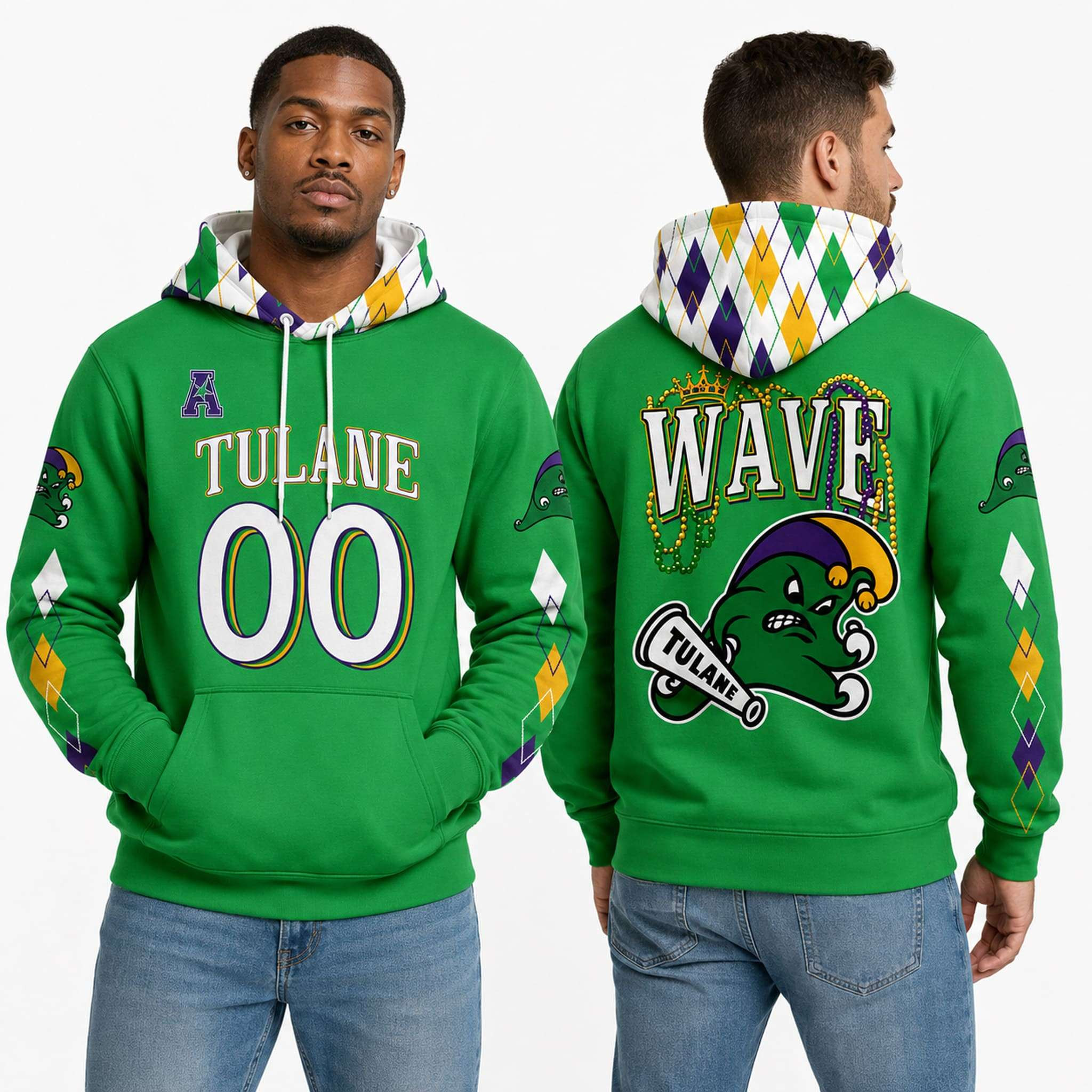 Custom 2026 Tulane Green Wave Mardi Gras Hoodie Green Wave Merch Gifts For Friends - Kdjoy