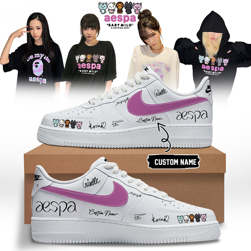 Custom Aespa x Bape Signed 2026 Sneakers Aespa Merch Best Gifts For Her - Kdjoy