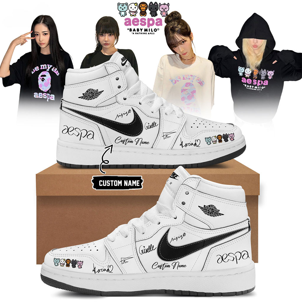 Custom Aespa x Bape Signed 2026 Sneakers Aespa Merch Birthday Present For Her - Kdjoy