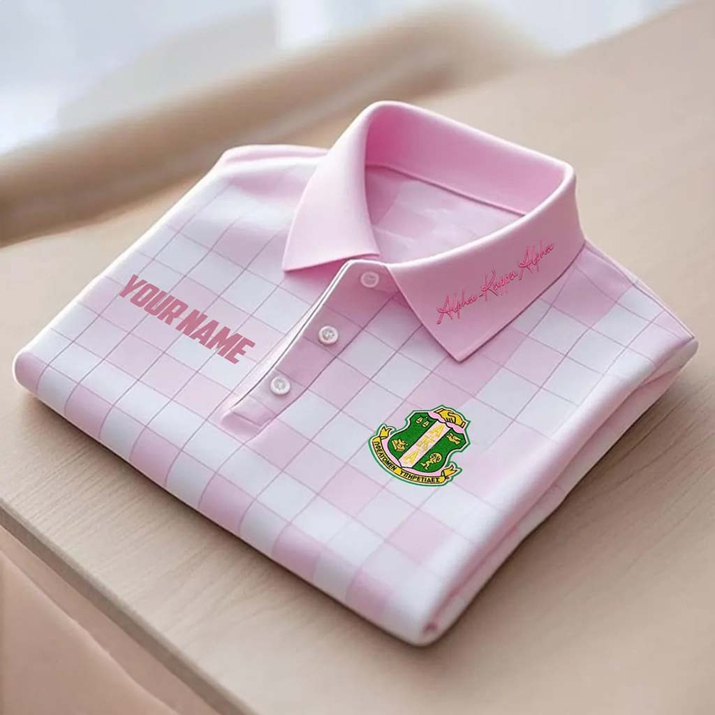Custom Alpha Kappa Alpha Plaid Pink Polo Shirt APA Merch Present For Sisters - Kdjoy Custom Alpha Kappa Alpha Plaid Pink Polo Shirt APA Merch Present For Sisters - Kdjoy