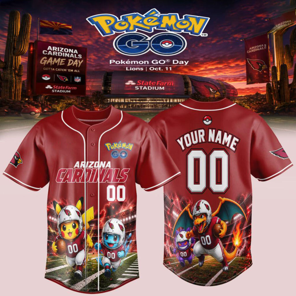 Custom Arizona Cardinals X Pokemon GO Game Day Pikachu Baseball Jersey Cardinals Merch Gifts - Kdjoy