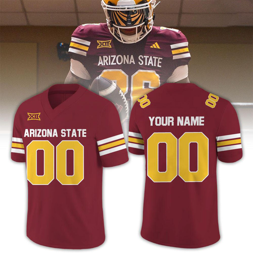 Custom Arizona State Sun Devils Maroon Gold Football Jersey Sun Devils Merch Gift for Fans - Kdjoy