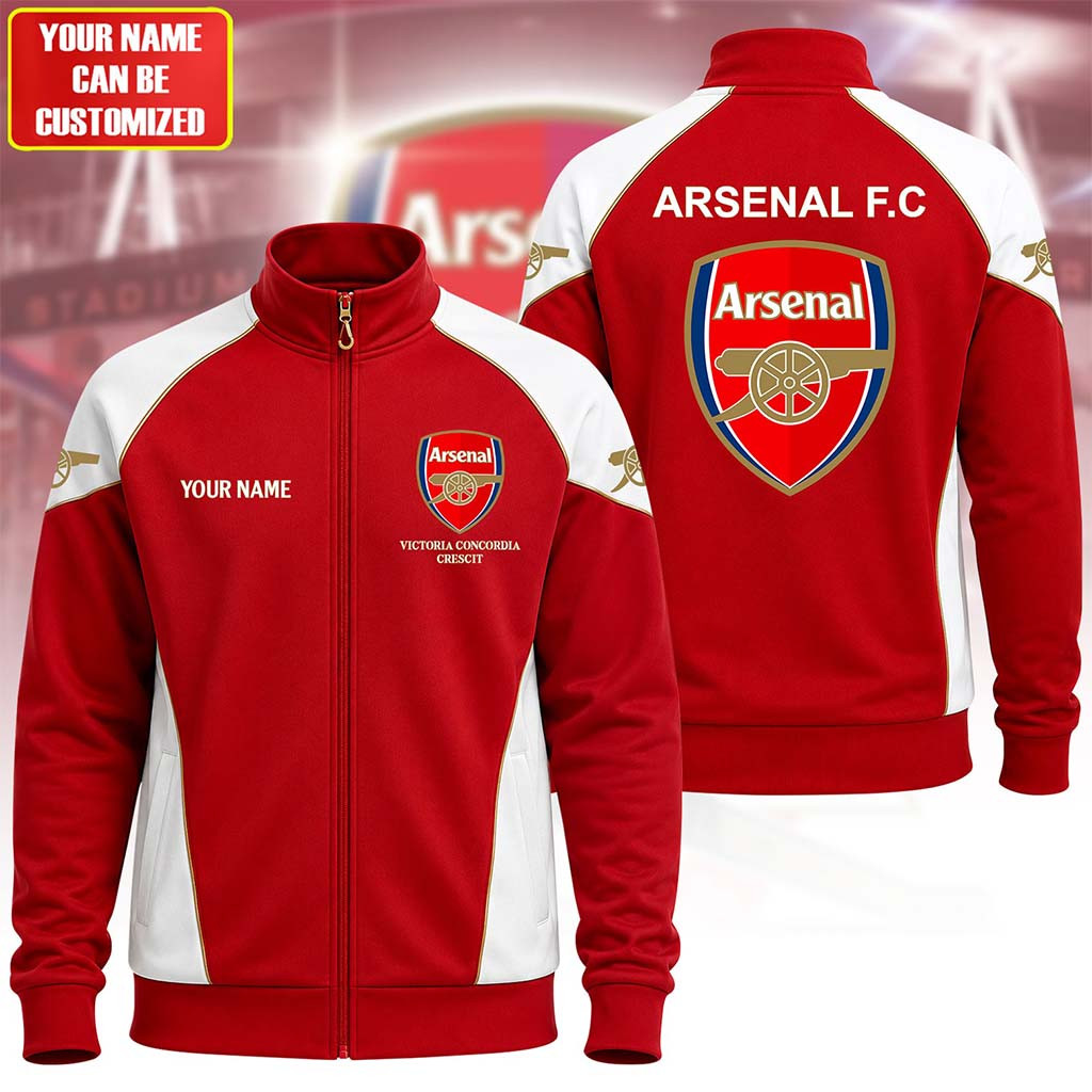 Custom Arsenal 26 27 Victoria Concordia Crescit Zipper Stand Collar Jacket Arsenal FC Merch