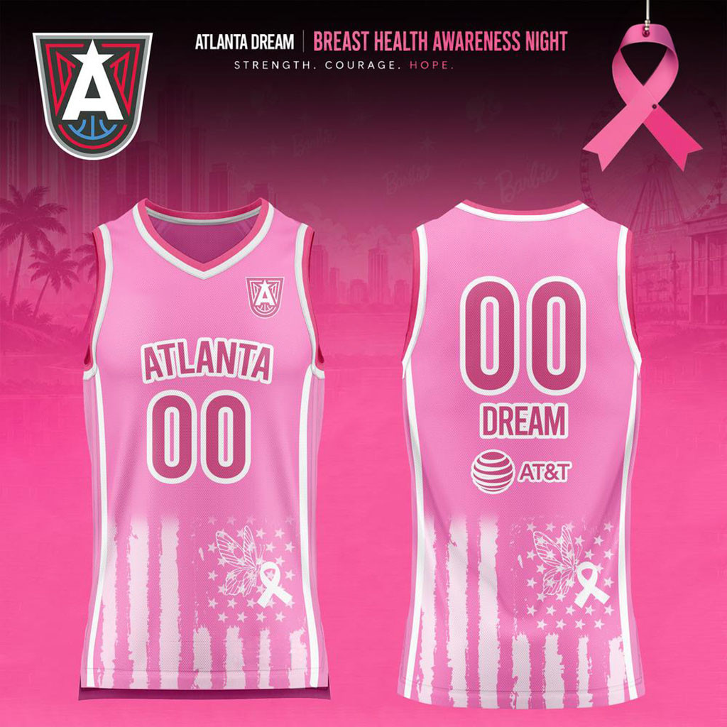 Custom Atlanta Dream x Breast Health Awareness Night 2026 Basketball Jersey Atlanta Dream Merch - Kdjoy