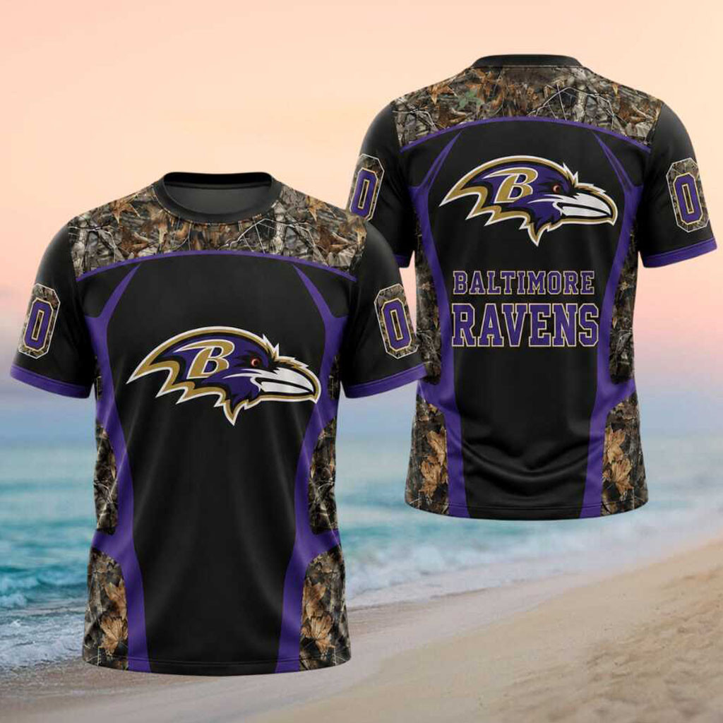 Custom Baltimore Ravens Camouflage Pattern T-Shirt Baltimore Ravens Football Shirt Fans Gifts - Kdjoy