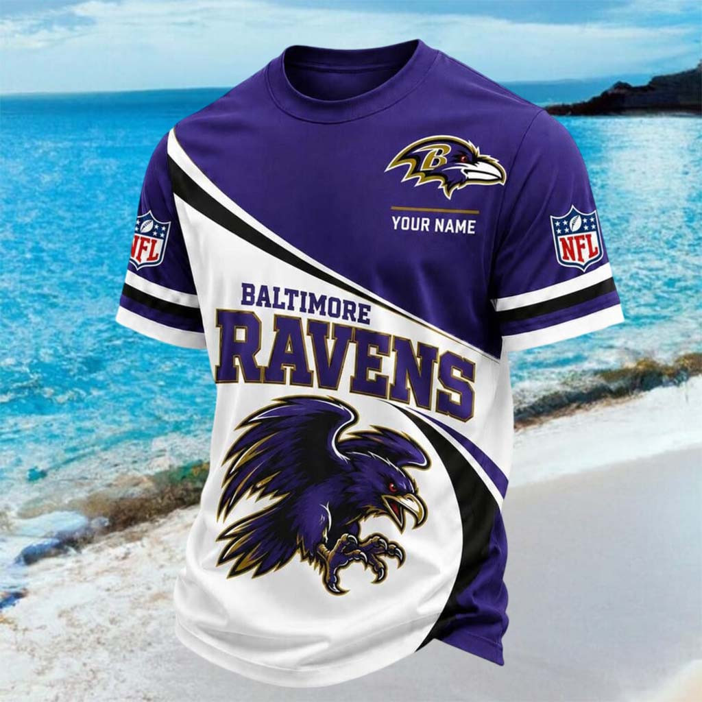 Custom Baltimore Ravens Shirt Baltimore National Football T-Shirt Ravens Merch Fans Gifts - Kdjoy
