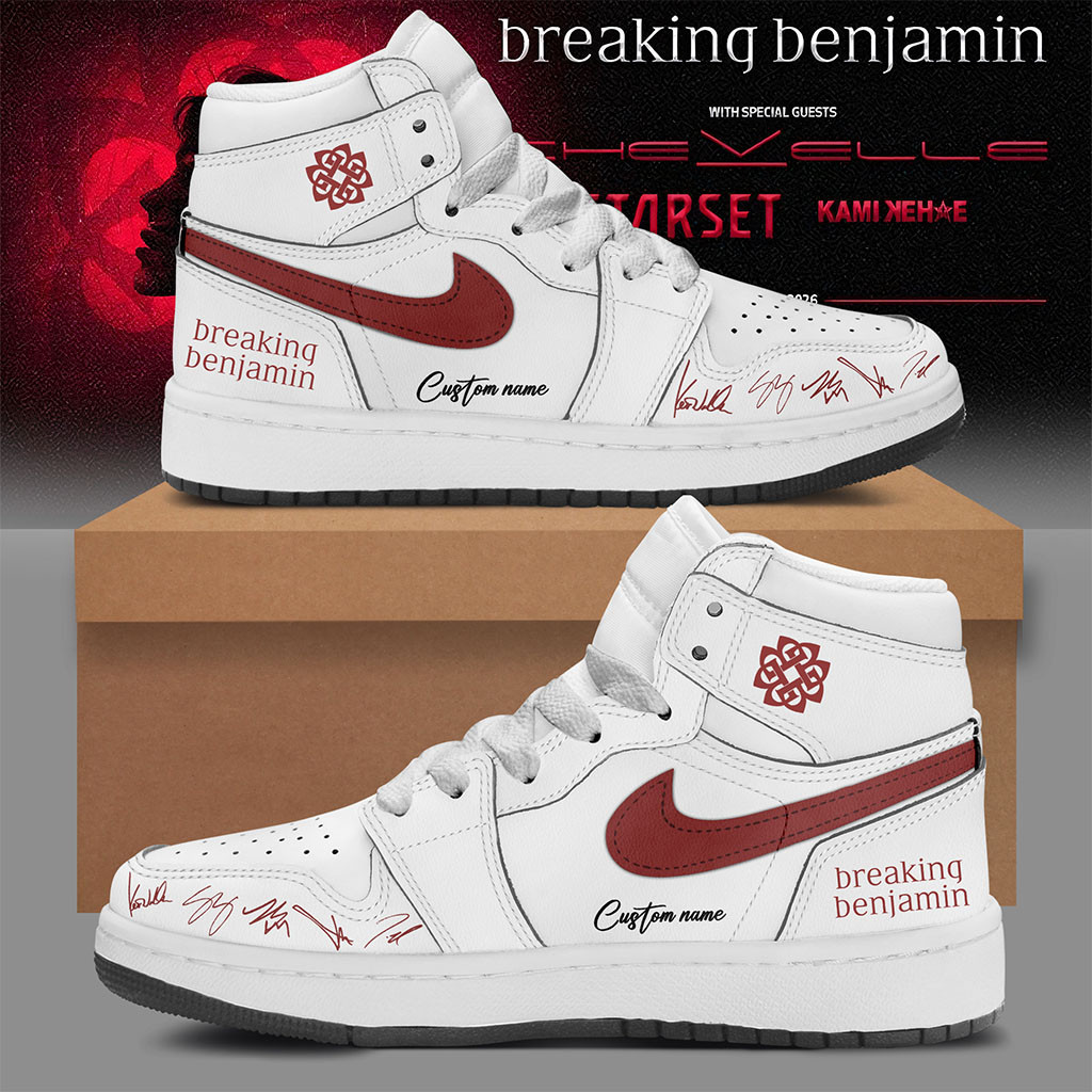 Custom Breaking Benjamin American Tour 2026 Shoes Breaking Benjamin Merch White Gift For Fan - Kdjoy