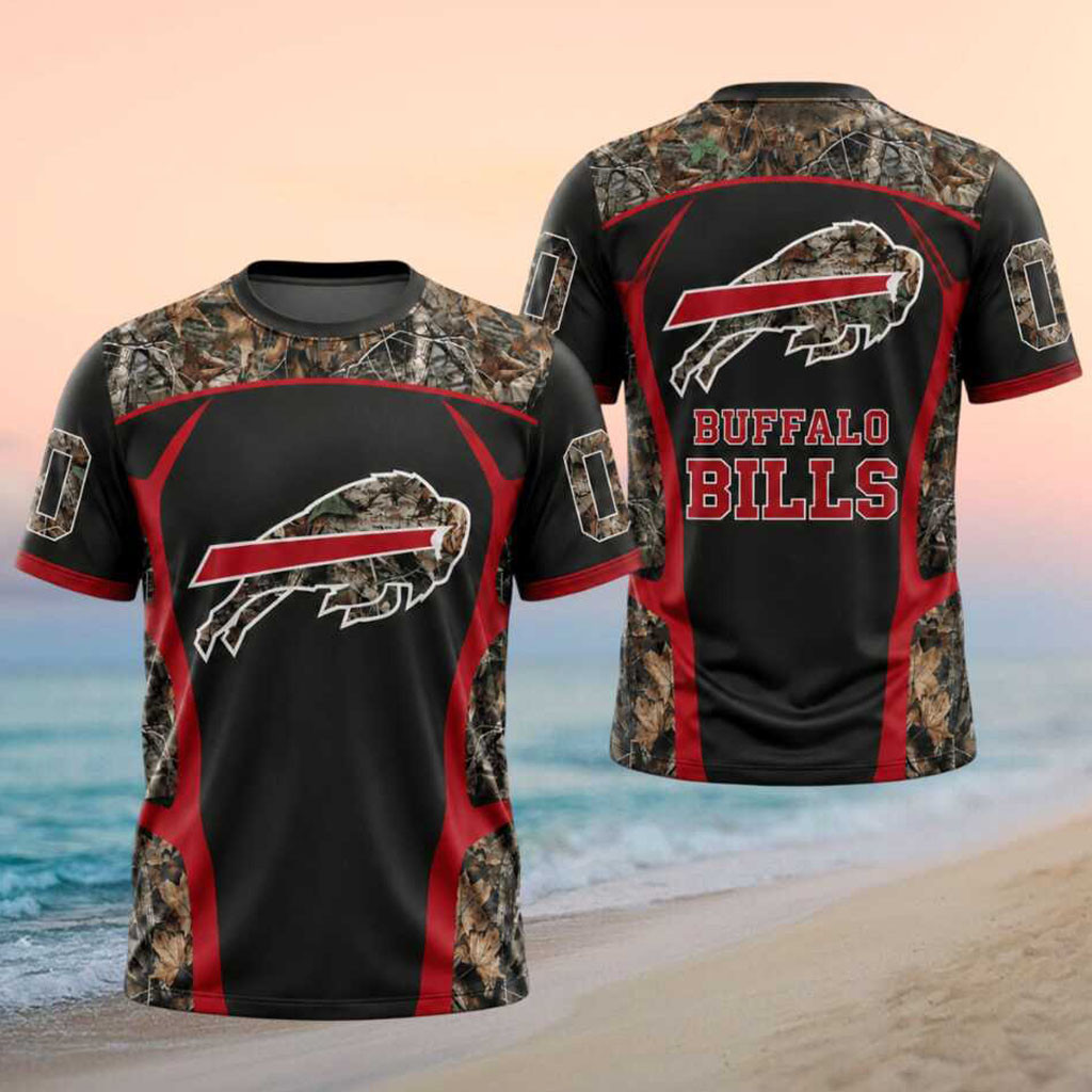 Custom Buffalo Bills Camo Pattern T-Shirt Football Gameday Tee Bills Mafia Gifts - Kdjoy