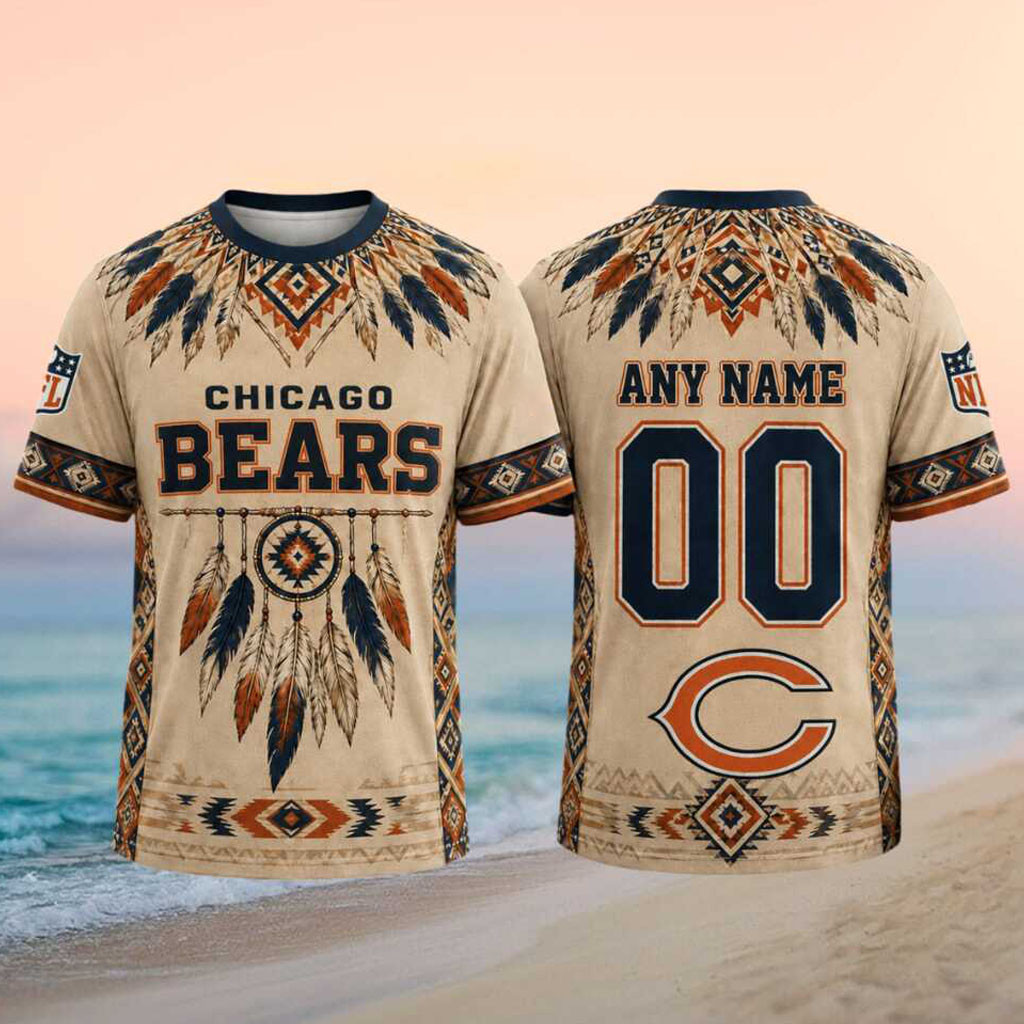 Custom Chicago Bears Tribal Dreamcatcher T-Shirt Chicago Bears Football Shirt Gift Ideas - Kdjoy