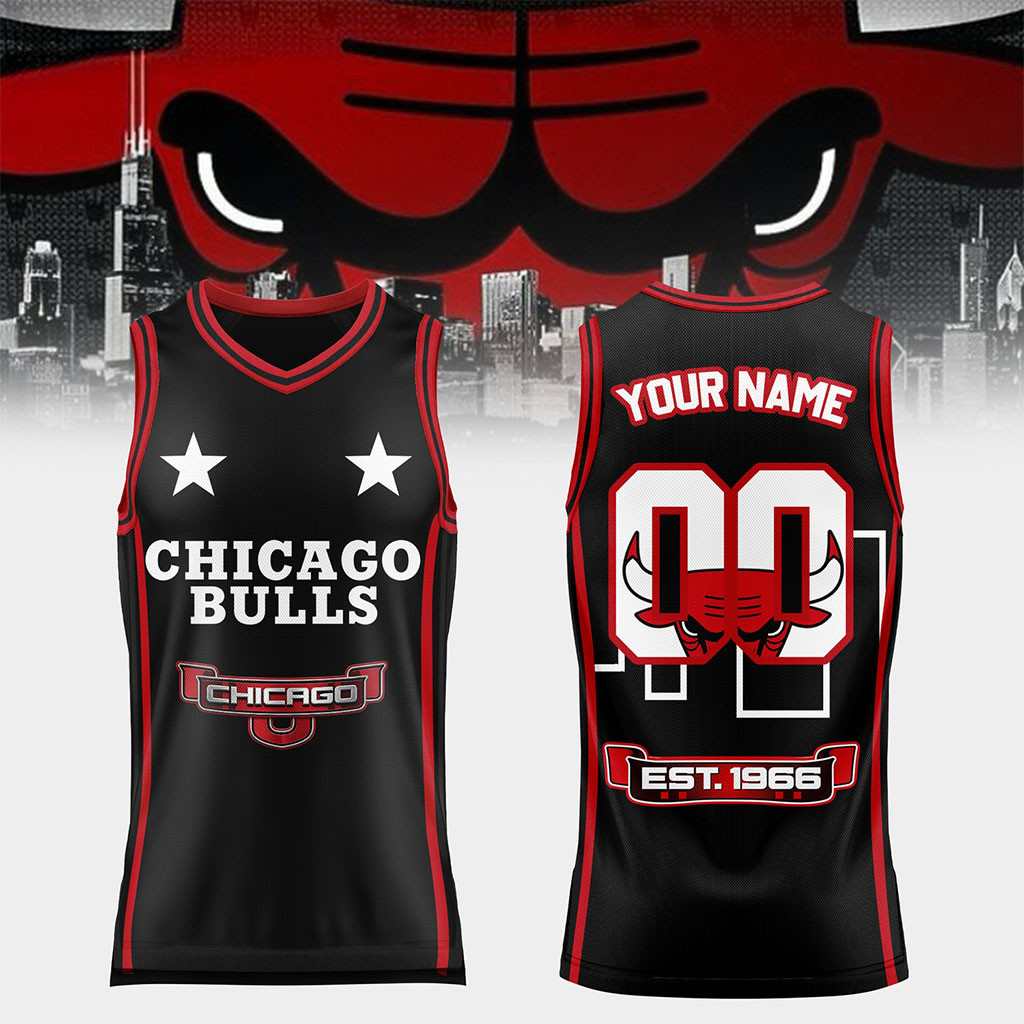 Custom Chicago Bulls Skyline Basketball Jersey Chicago Bulls Merch Basketball Fan Gift Ideas - Kdjoy