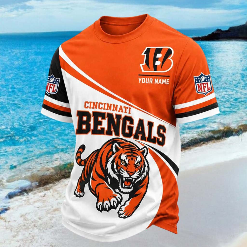 Custom Cincinnati Bengals Tiger Mascot Running Shirt Cincinnati Football T-Shirt Bengals Merch - Kdjoy