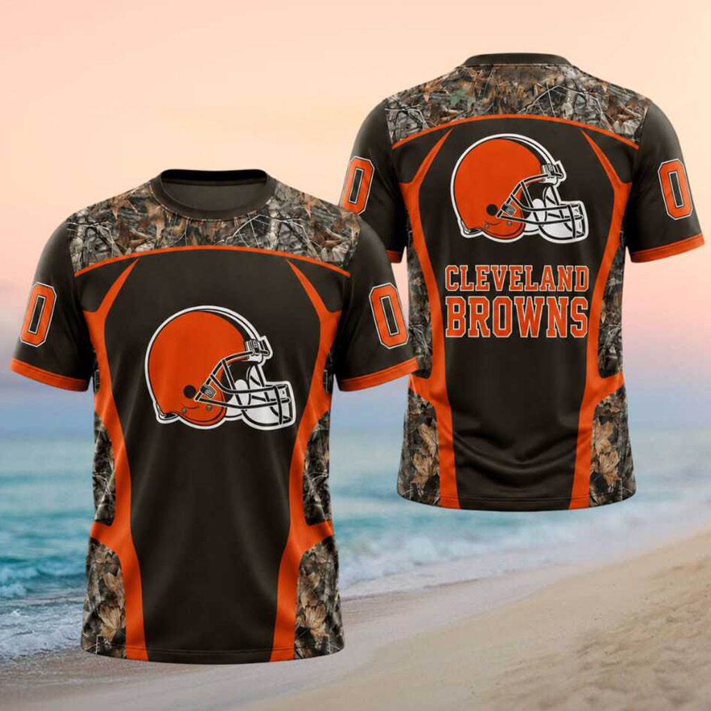 Custom Cleveland Browns Camouflage T-Shirt Gameday Clothes Gifts For Cleveland Browns Fans - Kdjoy