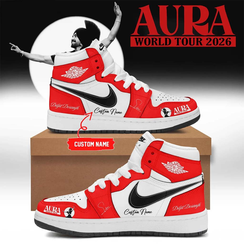 Custom Diljit Dosanjh Merch AURA World Tour Signature Shoes Gift Ideas For Music Lovers - Kdjoy