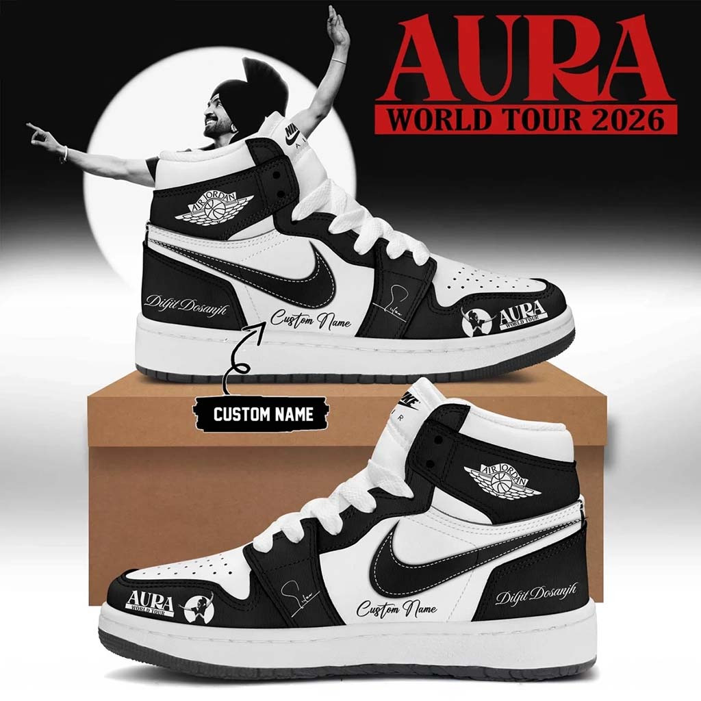 Custom Diljit Dosanjh Merch AURA World Tour Signature Shoes Music Related Gifts For Guys - Kdjoy