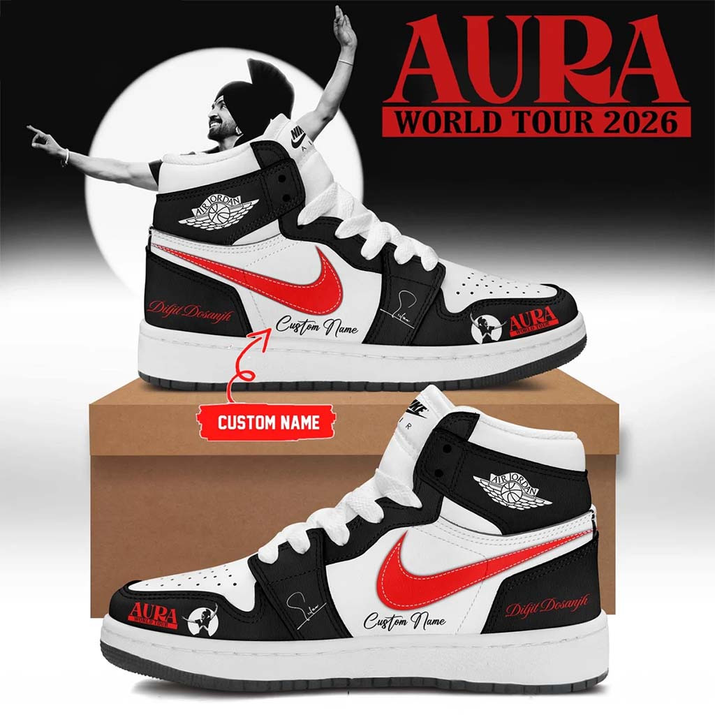 Custom Diljit Dosanjh Merch AURA World Tour Signature Shoes Presents For Music Lovers - Kdjoy