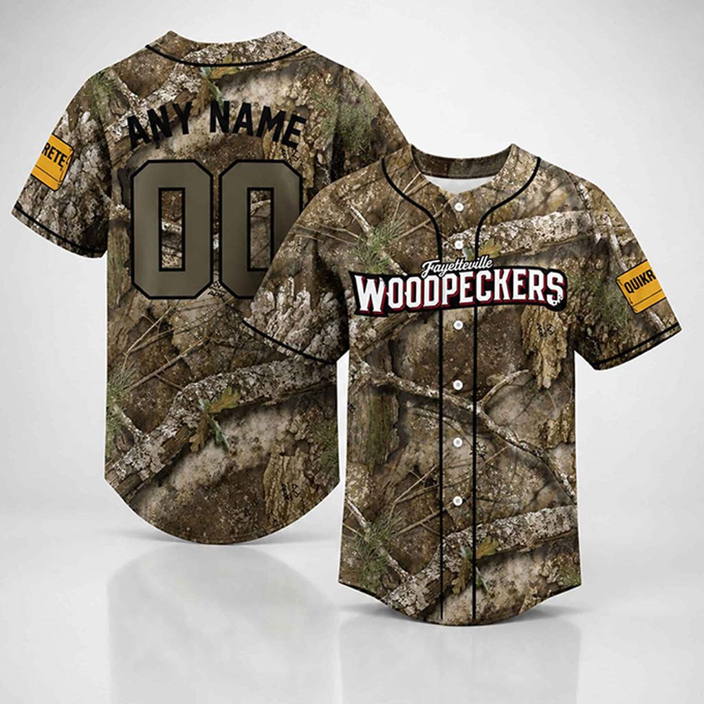 Custom Fayetteville Woodpeckers Hunting and Fishing Night 2026 Baseball Jersey Woodpeckers Merch - Kdjoy